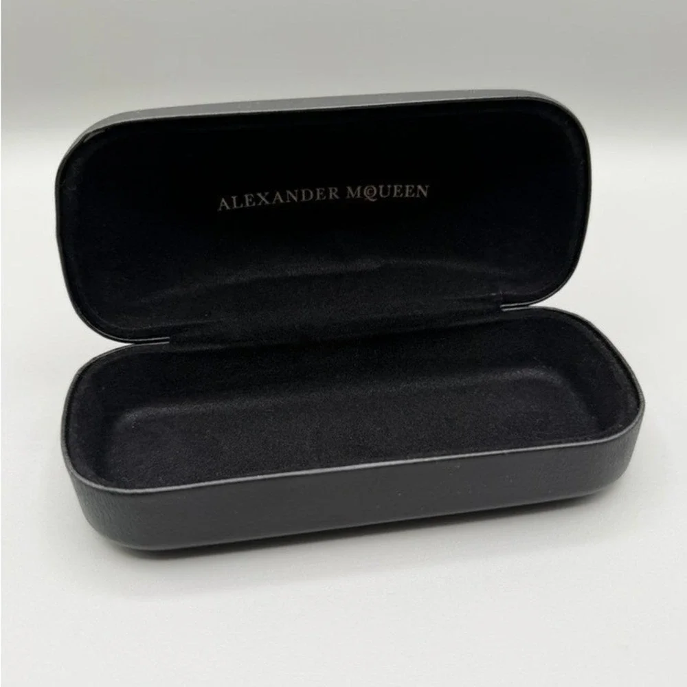 Alexander McQueen Black Textured Leather Sunglasses‎ Eyeglasses Hard Case